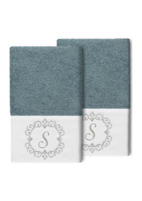 Linum Home Textiles MONICA 2PC Embellished Hand Towel Set, Teal