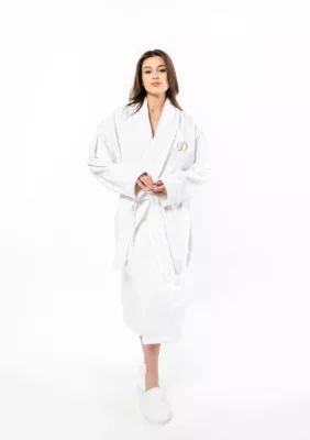 Linum Home Textiles Personalized Unisex Anovia Velour Bathrobe, L/XL