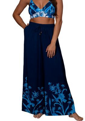 Jantzen Women's Botanical Bloom Swim Cover Up Pants, Large