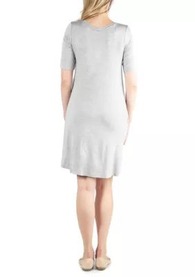 24seven Comfort Apparel Women's Soft Flare T-Shirt Maternity Dress with Pocket Detail, XL