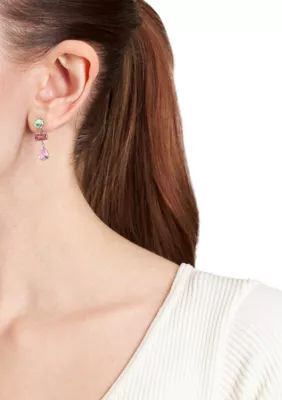 Belk Silverworks Silver Plated Multi Color Cubic Zirconia Drop Earrings