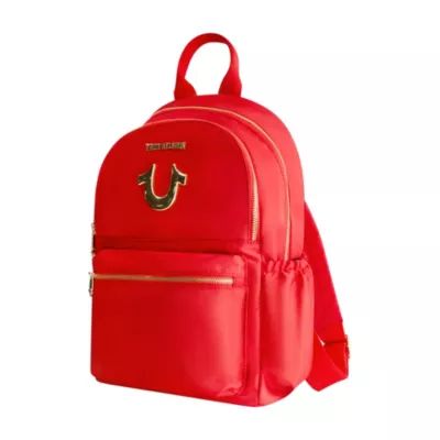 True Religion Zip Pocket Horseshoe Backpack, Red