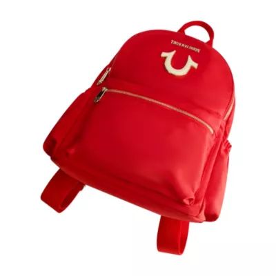 True Religion Zip Pocket Horseshoe Backpack, Red