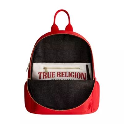 True Religion Zip Pocket Horseshoe Backpack, Red