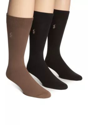 Polo Ralph Lauren Men's Big & Tall 3-Pack Super Soft Socks, L (13-16)