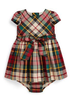 Ralph Lauren Childrenswear Baby Girls Plaid Twill Dress & Bloomer, 6 Months