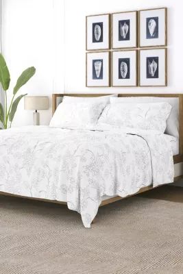 Luxury Inn Sheet Set 4-Piece Patterned Microfiber Bohemian Ultra Soft Bedding, Gray, California King