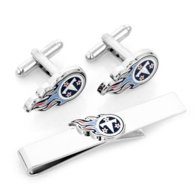 Cufflinks Inc Men's NFL Tennessee Titans Cufflinks and Tie Bar Gift Set, Blue, 57 Long