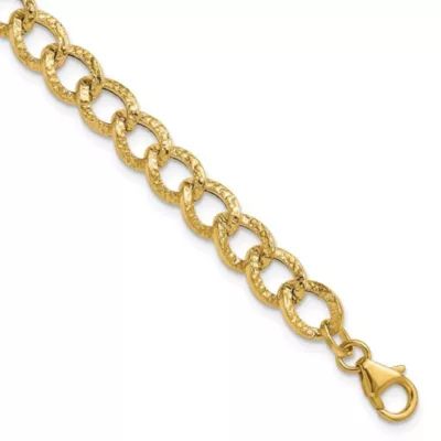 Belk & Co 14K Yellow Gold Polished and Textured Fancy Link Bracelet