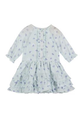 PIPPA & JULIE Baby Girls Heart Printed Dress, Light Blue, 12 Months