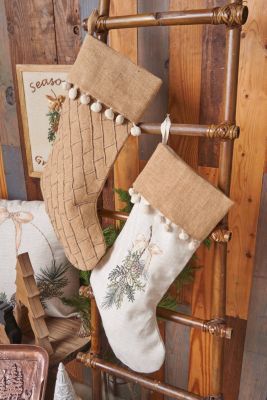 C&F Home Burlap Textured Stocking, Brown