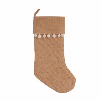 C&F Home Burlap Textured Stocking, Brown