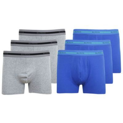 Blu Rock Men's Cotton Flex Stretch Boxer Briefs-6 Pack, Blue, Small