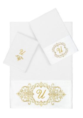 Linum Home Textiles MONICA 3PC Embellished White Towel Set