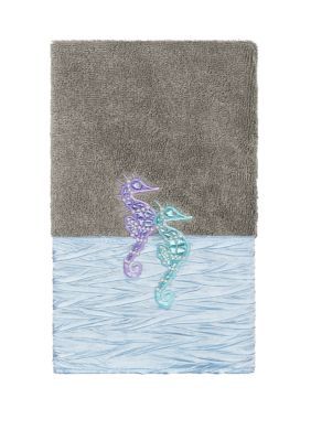 Linum Home Textiles Sofia Embellished Hand Towel, Gray