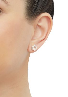 Belk & Co Lab Grown White Sapphire Pendant Necklace with 18" Cable Chain and Stud Earrings Set in Gold Over Sterling Silver, 18 in