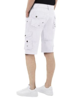 X RAY Mens Belted 12.5" Inseam Knee Length Cargo Shorts, White, 40
