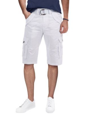 X RAY Mens Belted 12.5" Inseam Knee Length Cargo Shorts, White, 40