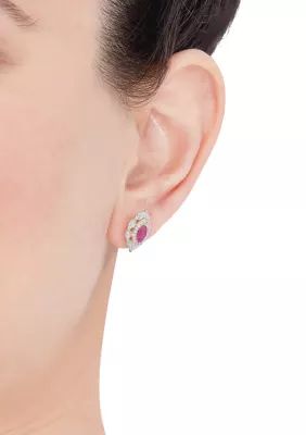 Belk & Co 1/5 ct. t.w. Diamond and Ruby Stud Earrings in 10K Yellow Gold