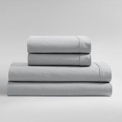 Calvin Klein Washed Percale Cotton Sheet Set, Grey, Twin