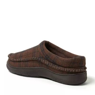 Dearfoams Men's Thompson Plaid Clog, Brown