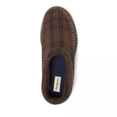 Dearfoams Men's Thompson Plaid Clog, Brown