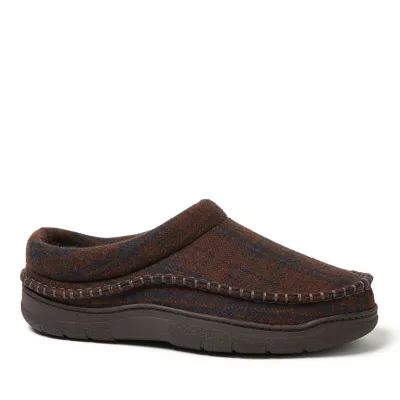 Dearfoams Men's Thompson Plaid Clog, Brown