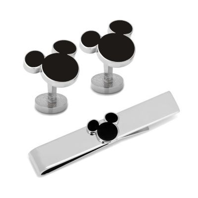 Cufflinks Inc Men's Mickey Mouse Silhouette Cufflinks and Tie Bar Gift Set