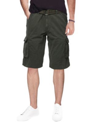 RAW X Men's Belted Relaxed Fit 12.5" Cargo Shorts, Grey, 34