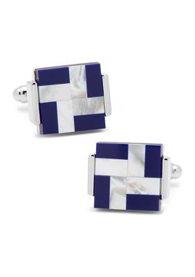 Ox and Bull Trading Co Men's Mother of Pearl and Lapis Blue Windmill Square Cufflinks