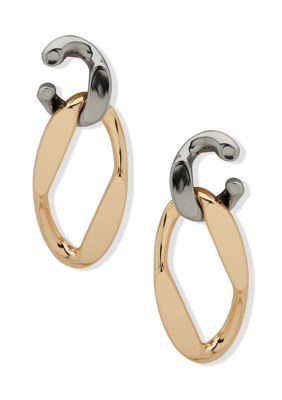 Nine West Two Tone Multi Link Double Drop Earrings