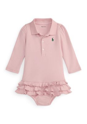 Ralph Lauren Childrenswear Baby Girls Ruffled Soft Cotton Polo Dress & Bloomer