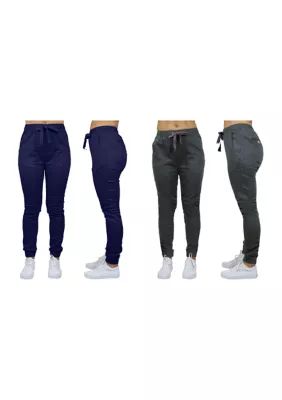 Galaxy by Harvic Women's Basic Stretch Twill Joggers (2 Pack), Grey, Small