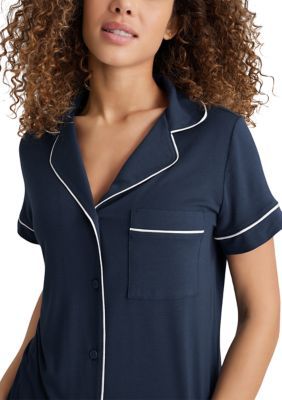 Tommy John Women's Downtime Short Sleeve Shirt and Pant Pajama Set, XL