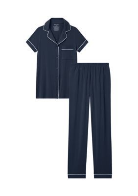 Tommy John Women's Downtime Short Sleeve Shirt and Pant Pajama Set, XL