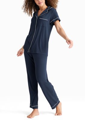 Tommy John Women's Downtime Short Sleeve Shirt and Pant Pajama Set, XL