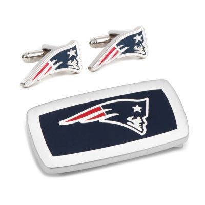 Cufflinks Inc Men's NFL New England Patriots Cufflinks and Cushion Money Clip Set