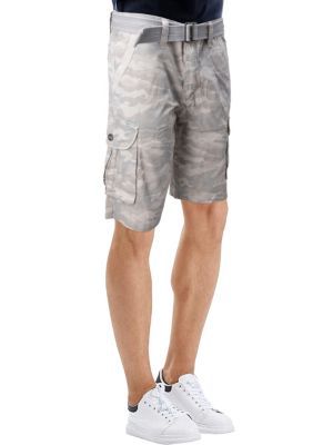 RAW X Men's Belted Relaxed Fit 12.5" Cargo Shorts, Sand, 36