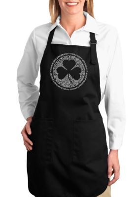 LA Pop Art Full Length Word Art Apron - Lyrics to When Irish Eyes Are Smiling, Black