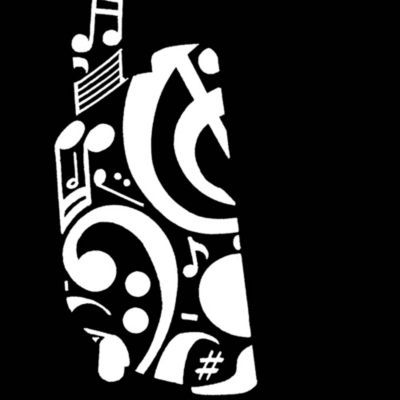 LA Pop Art Women's Plus Size Word Art V-Neck - Music Note Headphones, Black, 2X