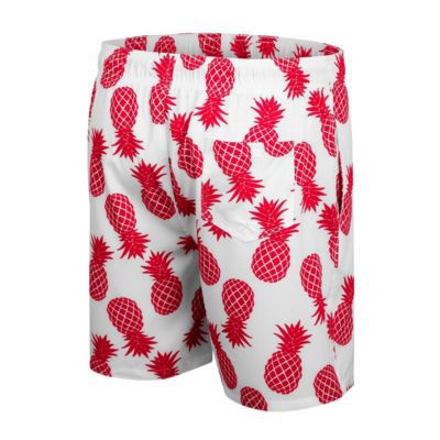 Colosseum Men's NCAA Louisville Cardinals Pineapples Swim Shorts, White, Large