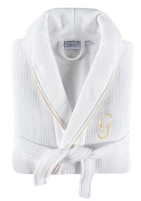 Linum Home Textiles Personalized Unisex Waffle Terry Bathrobe, S/M