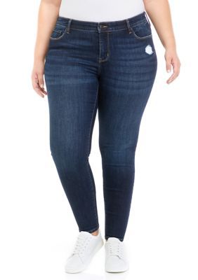 TRUE CRAFT Women's Plus Size Mid Rise Skinny Jeans, 16W
