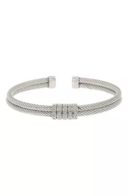 Meshmerise Sterling Silver with 18KT Vermeil Diamond Bangle, White