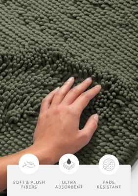 Luxury Inn Ultra Soft 24"x 17" Chenille Bath Mat, Sage