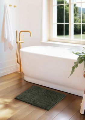 Luxury Inn Ultra Soft 24"x 17" Chenille Bath Mat, Sage