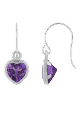 Belk & Co 10K Yellow Gold 5mm Heart Shape Amethyst Drop Earrings