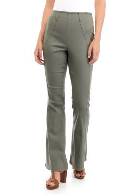 Tinseltown Women's Juniors' High Rise Pull On Seamed Flare Jeans, 15