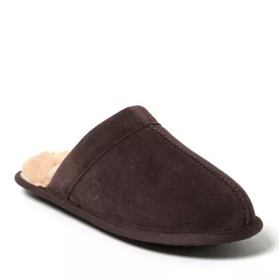 Dearfoams Men's Kirk Genuine Suede Scuff with Prayer Seam - WHOLE SIZING