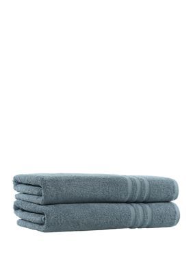 Linum Home Textiles Set of 2 Turkish Cotton Denzi Bath Towels, Blue